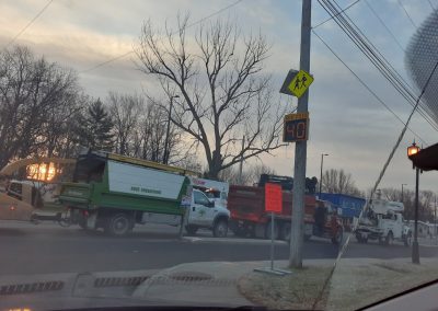 Nos camions au travail - Service émondage à Montréal - Abattage Arbres Montréal